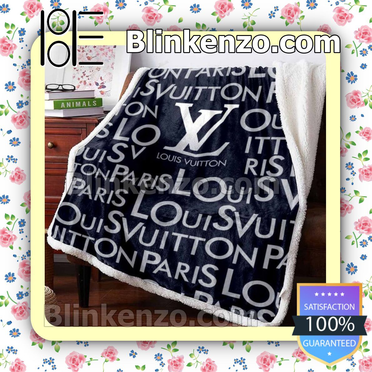 Louis Vuitton Big Logo On The Bottom White Luxury Brands Blanket - Blinkenzo