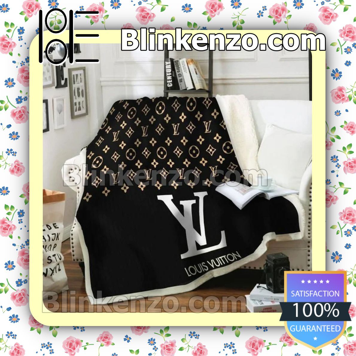 Louis Vuitton Big Logo On The Bottom White Luxury Brands Blanket - Blinkenzo