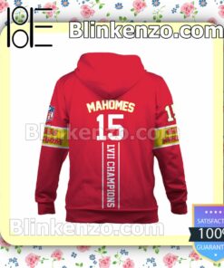 Mahomes 15 LVII Champions Kansas City Chiefs Pullover Hoodie Jacket b