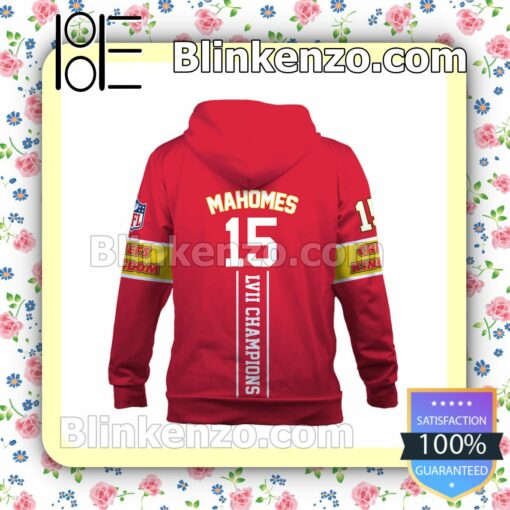 Mahomes 15 LVII Champions Kansas City Chiefs Pullover Hoodie Jacket b