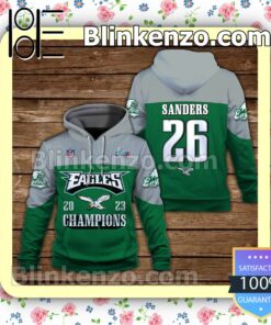 Miles Sanders 26 Eagles 2023 Champions Philadelphia Eagles Pullover Hoodie Jacket