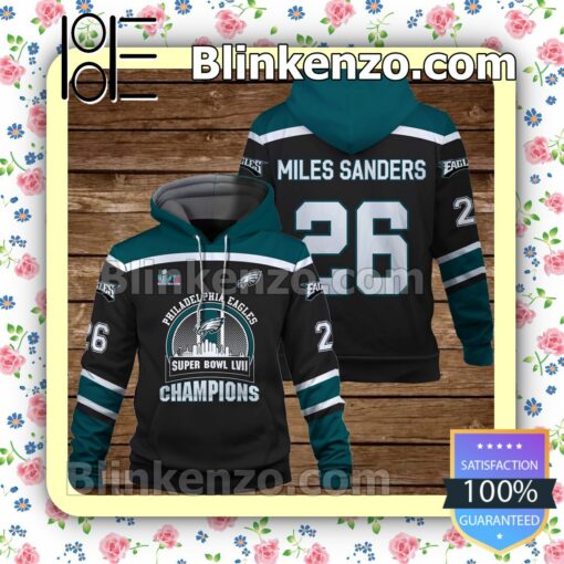 Miles Sanders 26 Eagles Team Philadelphia Eagles Pullover Hoodie Jacket