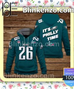Miles Sanders 26 It Is Philly Time Philadelphia Eagles Pullover Hoodie Jacket