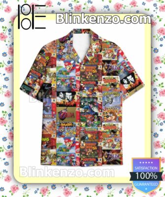 Nintendo 64 Game Collage Men Casual Shirt