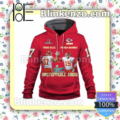 Patrick Mahomes Travis Kelce Kings It Is Mahomes' House Kansas City Chiefs Pullover Hoodie Jacket a