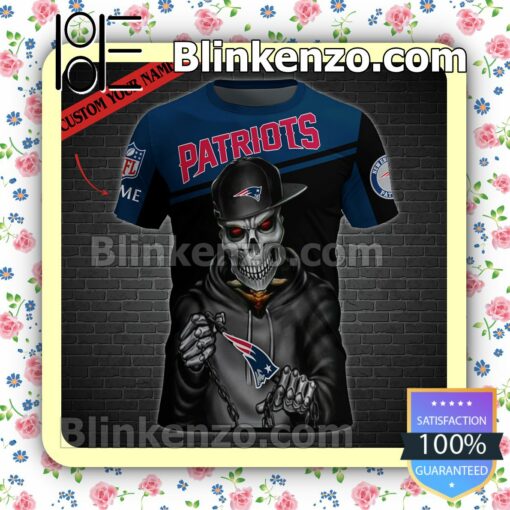 Personalized Name New England Patriots Skull Jacket Polo Shirt