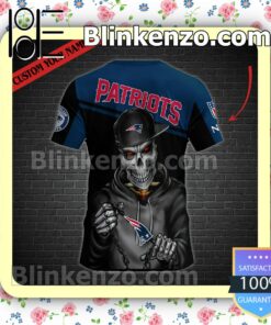 Adult Personalized Name New England Patriots Skull Jacket Polo Shirt