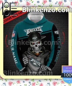 Personalized Name Nfl Philadelphia Eagles Skull Jacket Polo Shirt