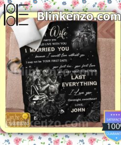 Personalized To My Wife Skull Biker Quilted Blanket c