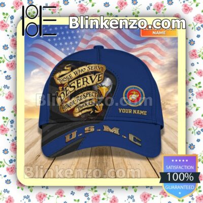 Personalized Us Marine Corps Veteran Those Who Serve Deserve Honor Respect Thanks Sport Hat