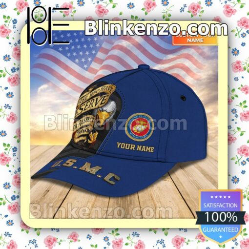 Unique Personalized Us Marine Corps Veteran Those Who Serve Deserve Honor Respect Thanks Sport Hat