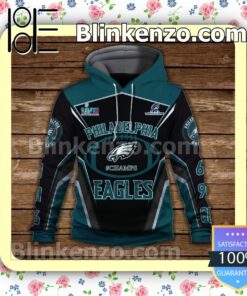 Philadelphia Eagles 2 Time Super Bowl Champions Pullover Hoodie Jacket a