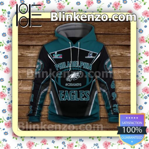 Philadelphia Eagles 2 Time Super Bowl Champions Pullover Hoodie Jacket a