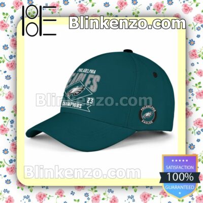 Philadelphia Eagles 2023 Super Bowl Champions Logo Adjustable Hat b