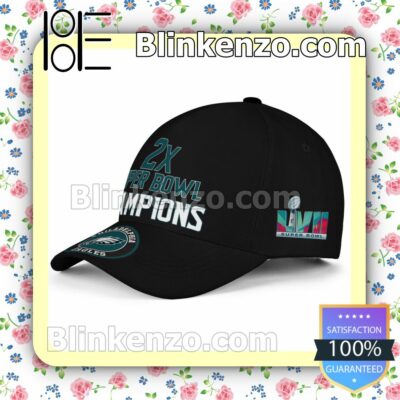 Philadelphia Eagles 2X Super Bowl LVII Champions Adjustable Hat a