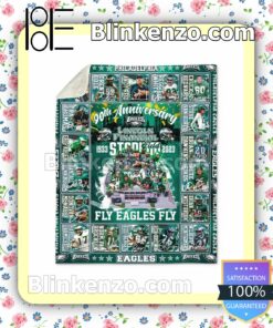 Philadelphia Eagles 90th Anniversary 1933-2023 Fly Eagles Fly NFL Quilted Blanket a