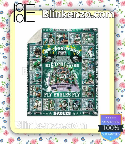 Philadelphia Eagles 90th Anniversary 1933-2023 Fly Eagles Fly NFL Quilted Blanket a