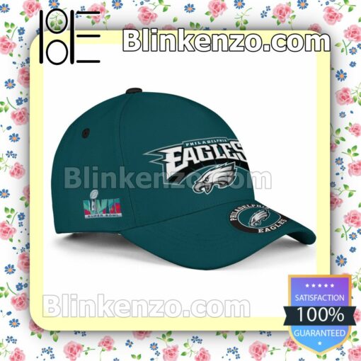 Philadelphia Eagles Super Bowl LVII With Circle Logo Adjustable Hat a