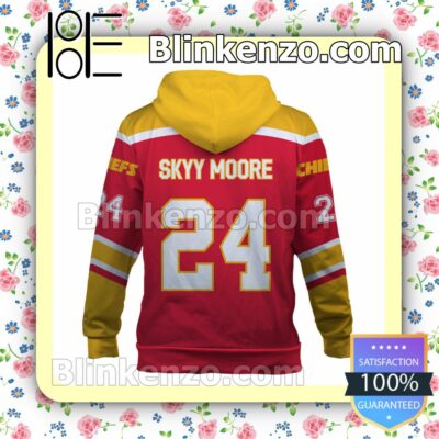 Skyy Moore 24 Chiefs Team Kansas City Chiefs Pullover Hoodie Jacket b