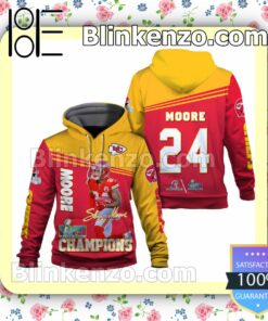 Skyy Moore 24 Kansas City Chiefs AFC Champions Pullover Hoodie Jacket