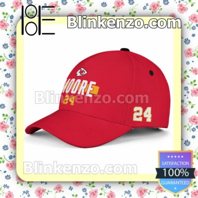 Skyy Moore Number 24 Super Bowl LVII Kansas City Chiefs Adjustable Hat b