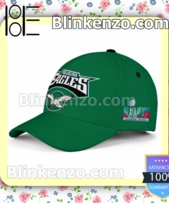 Super Bowl LVII Philadelphia Eagles Green Logo Adjustable Hat b