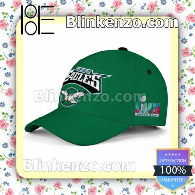 Super Bowl LVII Philadelphia Eagles Green Logo Adjustable Hat b