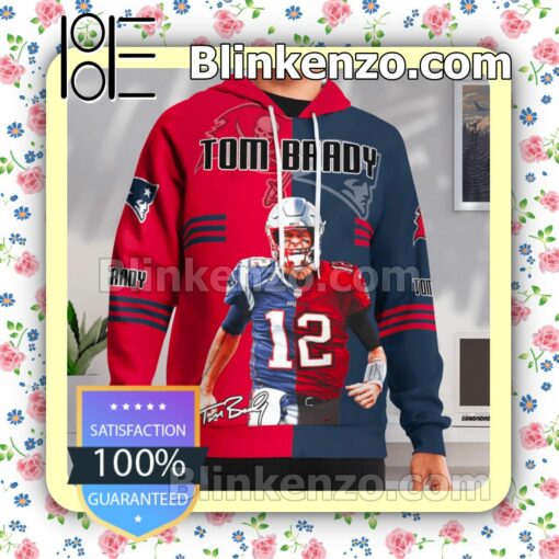 Tom Brady 12 23 Years 2000-2023 Thank You For The Memories Signatures Pullover Hoodie Jacket a