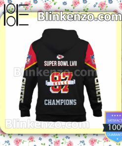 Travis Kelce 87 2023 Super Bowl Champions Kansas City Chiefs Pullover Hoodie Jacket b