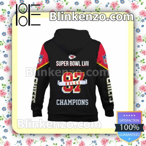 Travis Kelce 87 2023 Super Bowl Champions Kansas City Chiefs Pullover Hoodie Jacket b