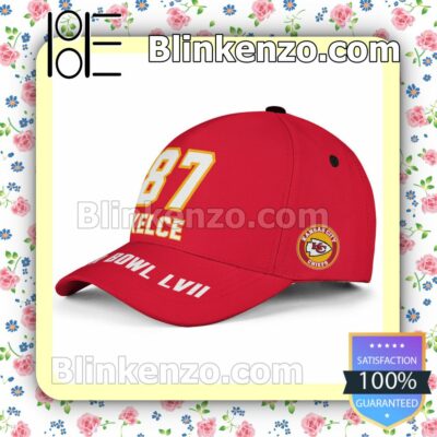 Travis Kelce 87 Kansas City Chiefs 2023 Super Bowl LVII Adjustable Hat b