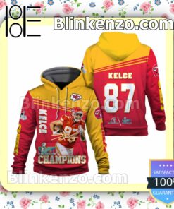 Travis Kelce 87 Kansas City Chiefs AFC Champions Pullover Hoodie Jacket