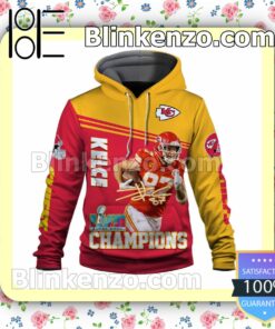 Travis Kelce 87 Kansas City Chiefs AFC Champions Pullover Hoodie Jacket a