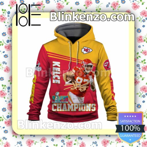 Travis Kelce 87 Kansas City Chiefs AFC Champions Pullover Hoodie Jacket a