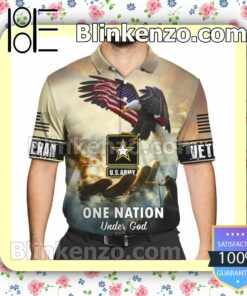 Hot U.s. Army Veteran One Nation Under God Jacket Polo Shirt