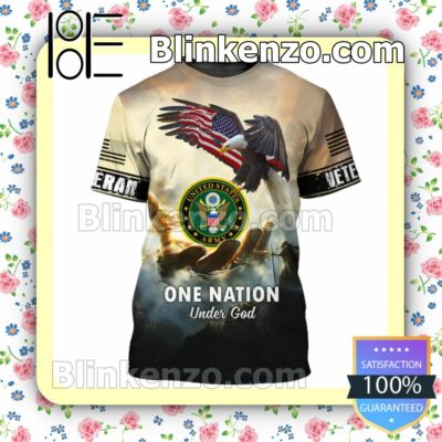 Great United States Army Veteran One Nation Under God Jacket Polo Shirt