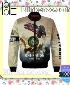 All Over Print United States Army Veteran One Nation Under God Jacket Polo Shirt