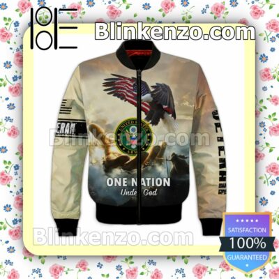 All Over Print United States Army Veteran One Nation Under God Jacket Polo Shirt