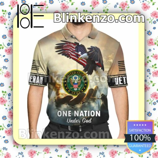 Sale Off United States Army Veteran One Nation Under God Jacket Polo Shirt