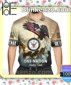 Real United States Navy Veteran One Nation Under God Jacket Polo Shirt