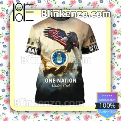 Beautiful Us Air Force Veteran One Nation Under God Jacket Polo Shirt