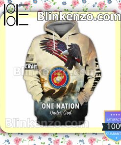 Us Marine Corps Veteran One Nation Under God Jacket Polo Shirt