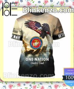 Funny Tee Us Marine Corps Veteran One Nation Under God Jacket Polo Shirt