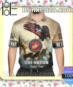 Only For Fan Us Marine Corps Veteran One Nation Under God Jacket Polo Shirt