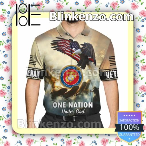 Only For Fan Us Marine Corps Veteran One Nation Under God Jacket Polo Shirt