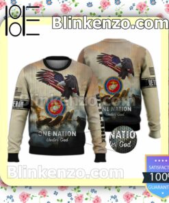 US Shop Us Marine Corps Veteran One Nation Under God Jacket Polo Shirt