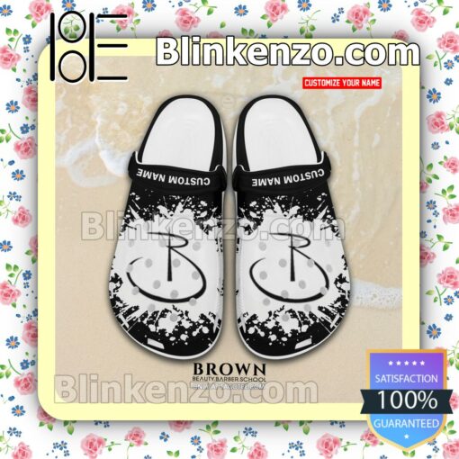 Brown Beauty Barber School Logo Crocs Sandals a