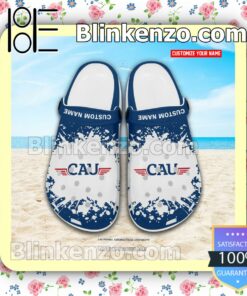 California Aeronautical University Logo Crocs Sandals a