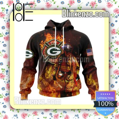 Green Bay Packers NFL Firefighters Custom Pullover Hoodie