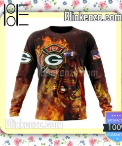 Green Bay Packers NFL Firefighters Custom Pullover Hoodie b